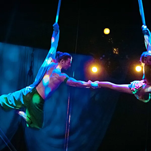 Mermaid and Jose Guttar the Green pirate mid silks act.