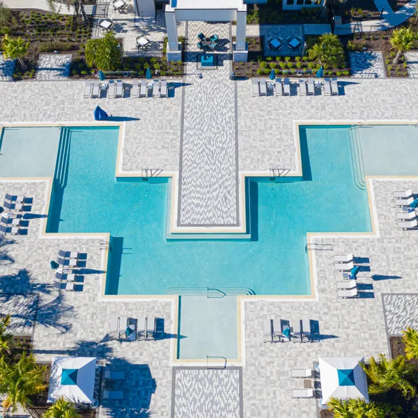 overview picture of the resort's pool