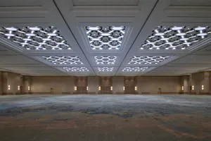 Coastal Ballroom – A modern event space enhanced by dynamic LED lighting and ocean-hued carpet inspired by coastal tones.