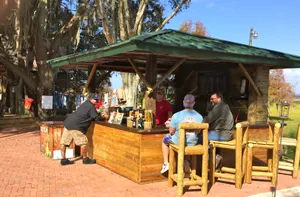 Our Watering Hole lakeside Bar - Cold soda, beer and wine stand ready for guests to relax with while watching football and soccer or viewing wildlife on the water.