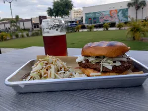 Burgers and Beer can't be beat!  Ask about the turkey burger with goat cheese, arugula and pickled onions - when it's on the menu it pairs beautifully with Violet's Venom Brewery Blushful Ale