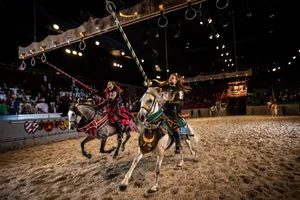 big rings, a game where knights on horseback compete to pierce rings with their lances