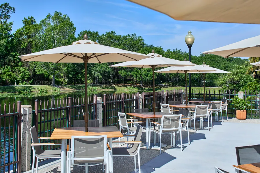 Enjoy brunch or dinner at the only lakeside dining in Celebration on our Lakeside Kitchen and Bar's patio.