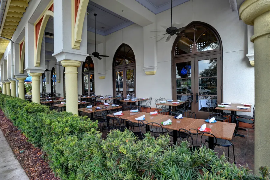 Outdoor dining available for lunch and dinner.