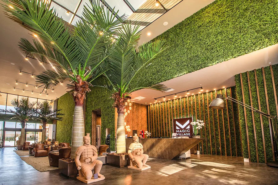 Reception center hosts restaurant, fitness center, pool area with tennis court and volleyball court