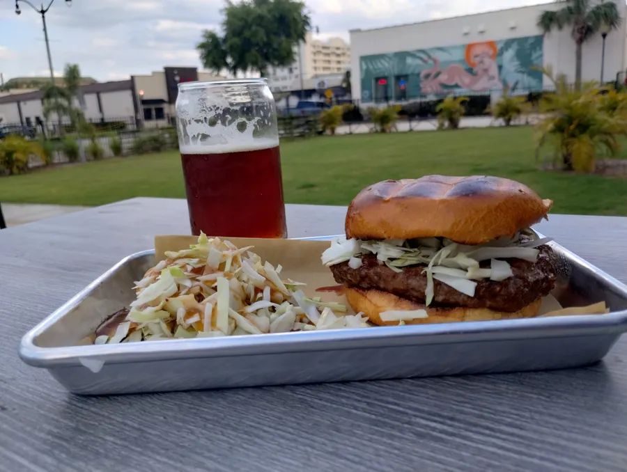 Burgers and Beer can't be beat!  Ask about the turkey burger with goat cheese, arugula and pickled onions - when it's on the menu it pairs beautifully with Violet's Venom Brewery Blushful Ale