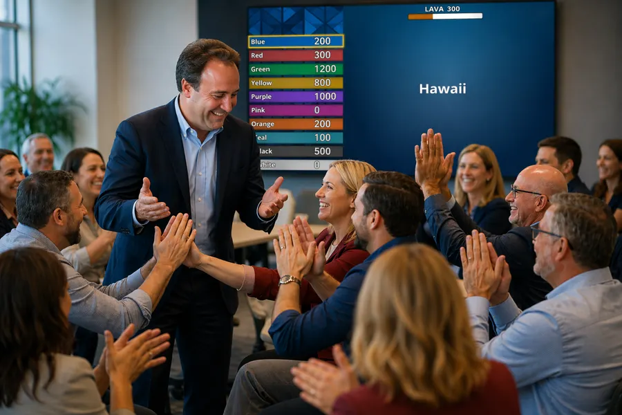 Up to ten teams can play our Fact Face-Off Game Show. Perfect for a team building or corporate event
