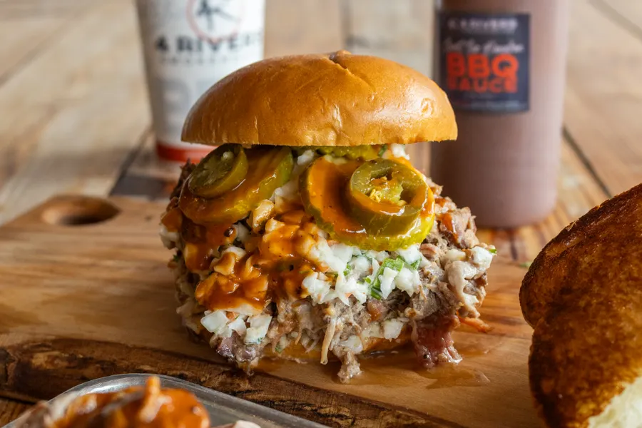 Messy Hog – $10.99
Messy Pig and double the Pulled Pork!