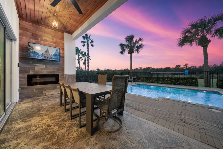 Twilight pool area at RD748M at Reunion Resort